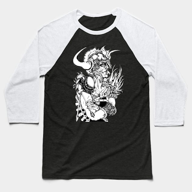 Knight Attitude Fantasy Illustration Portrait Baseball T-Shirt by KikoeART